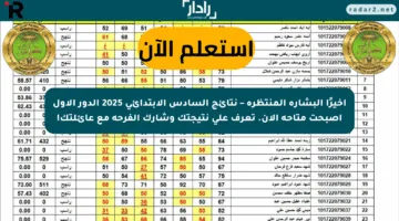 أخيرًا البشارة المنتظرة – نتائج السادس الابتدائي 2025 الدور الأول أصبحت متاحة الآن. تعرف على نتيجتك وشارك الفرحة مع عائلتك!